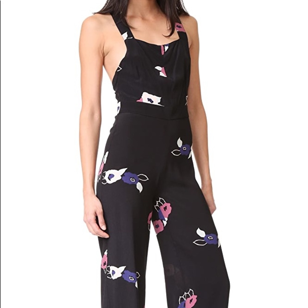 Rollas Black Floral Jumpsuit